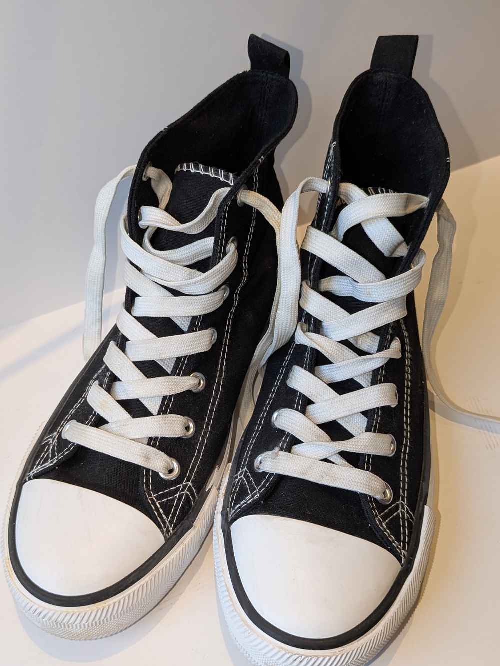 Primark Black Canvas High-Top Sneakers with White Laces